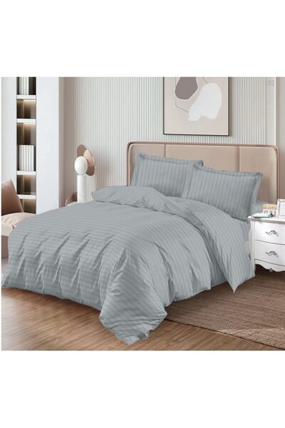 OEM Bed Linen, Damask, with Elastic, 4 Pieces, 2 Persons, 180x200 cm, Grey
