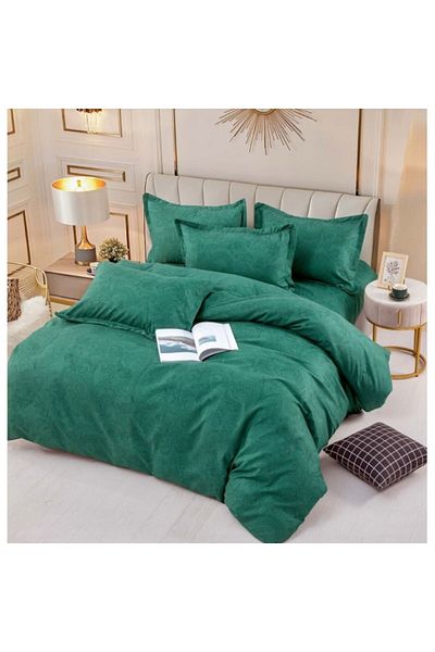 JOJO HOME Lenjerie de pat, cearsaf cu elastic, Jojo Home, Imprimeu Elegant, 6 piese, 2 persoane, 245x250cm, Fi