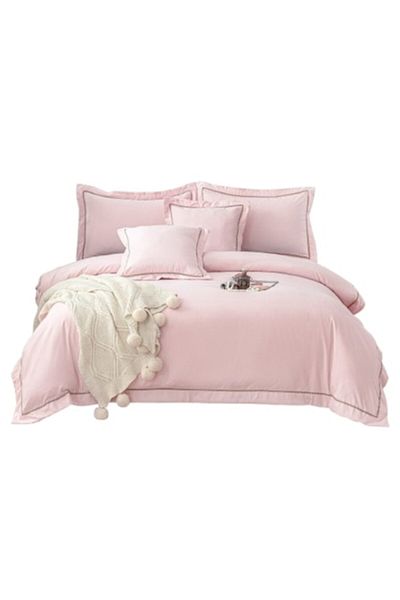 OEM Luxury Bedding Set, Soft Cotton Finish, 6 Pieces, Double, 180x200cm, Pink