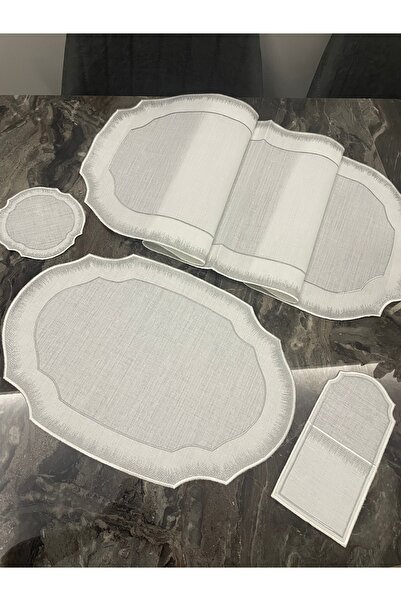 Home Gümüş Renk tel kırma görünümlü runner takımı 19 parça