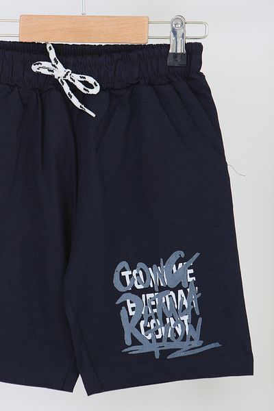 TOFİSA Boy's Dark Navy Blue Printed Shorts - 27330