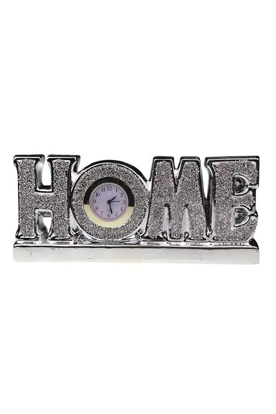 OEM Decoratiune cu ceas, Ceramica, Home, 31x14cm, Argintiu, M2