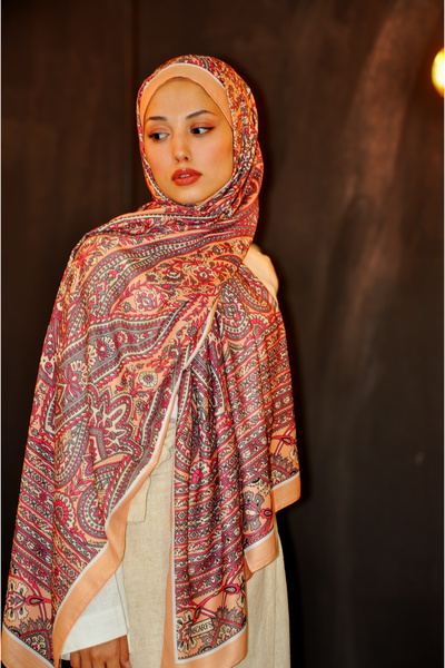 MSCARFS شال حرير من قماش الفوال القطني بنمط كاسر