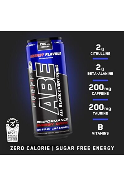 applied nutrition علب آبي قبل التمرين، مشروب طاقة عالي الأداء، بنكهة الطاقة، عبوة من 24 قطعة