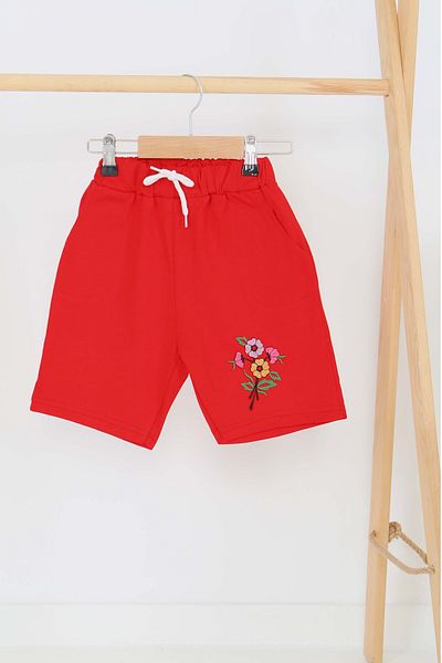 TOFİSA Girl's Red Printed Shorts - 27331