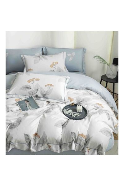 OEM Luxury bedding set, fine cotton sateen, 6 pieces, double size, leaves
