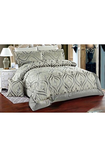 OEM Double Bedspread and Two Pillowcases, Satin, 3 Pieces, Metallic Gray
