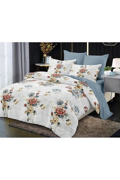 OEM Double Bed Set, Spring, Fitted Sheet, 6 Pieces, 2 People, 180x200cm, Finet, Bouquet, Multicolor