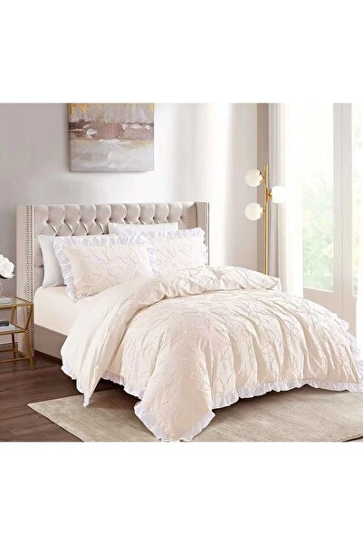 OEM Double Bed Linen, Spring, Grofat Model, 4 Pieces, 2 Persons, 180x200cm, Off White