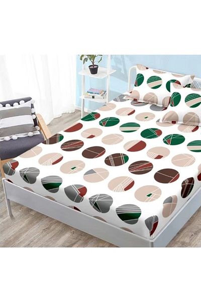 OEM Bed sheet and pillowcase set, Finet, 3 pieces, 2 persons, 180x200cm, print, polka dots, multicolor