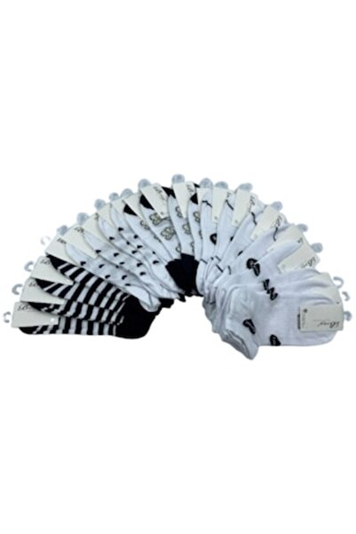 bony Set de 20 de șosete scurte pentru femei, model alb-negru - Bony, mărimea 35-41