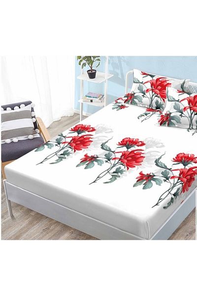OEM Set cearșafuri și fețe de pernă, Finet, 3 piese, individual, 160x200 cm, model floral, multicolor