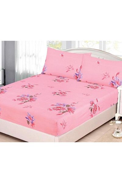 OEM Cearșaf de pat simplu cu elastic, 2 bucăți, imprimeu floral, multicolor, 90x200 cm
