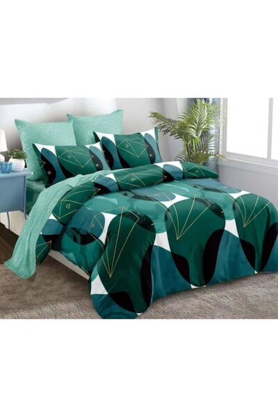 OEM Double Bed Set Spring Finet 6 Pieces Turquoise-White 180x200cm