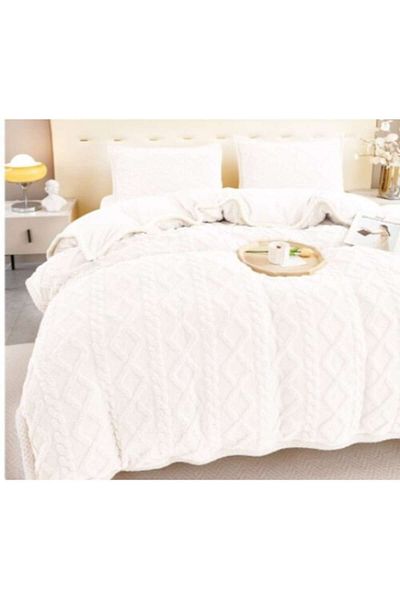 OEM Lenjerie de pat, 4 piese, 2 persoane, 220x230 cm, alb