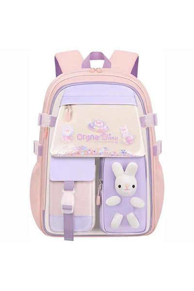 Mercaton Oxford Backpack with Plush Toy, 35 L, Padded Straps, 45x32x17 cm, Pink with