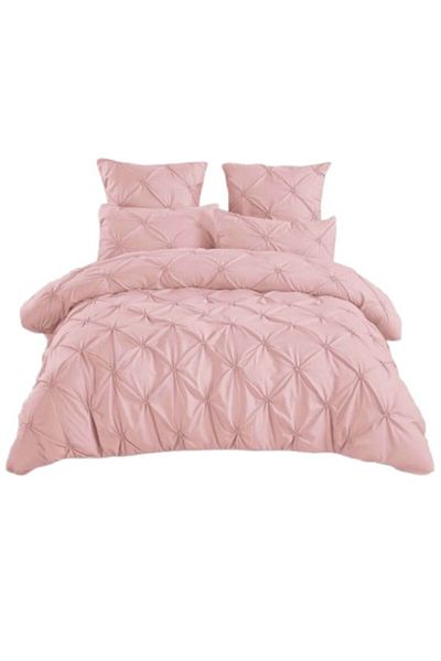 OEM Luxury Bedding Set, Uni Design with Embroidered Pleats, 6 Pieces, Finet, 235x240cm, Pink