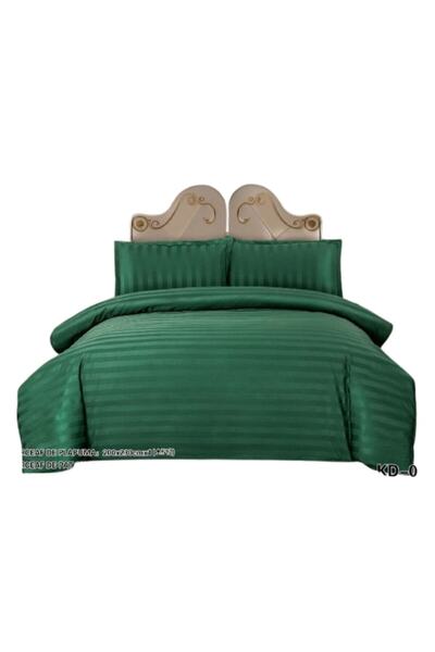 OEM Double Bed Sheet with Elastic, Damask, 2 Persons, 180x230 cm, Uni, Bottle Green