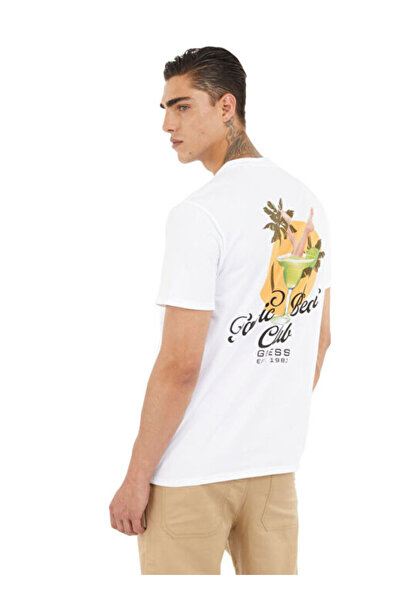 Guess Men White Ss Bsc PAcific Beach Club Tshirt
