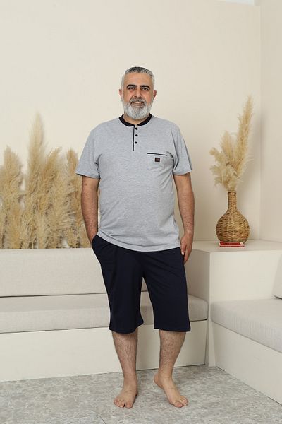 KAPİTEX Σετ ανδρικές πιτζάμες με κοντό μανίκι Six Capri Plus Size