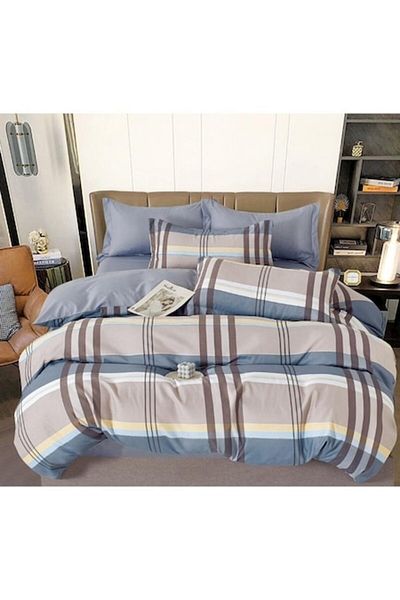 OEM Double Bedding Set, Caro, 2 People, 240x250cm, Finet, Multicolor