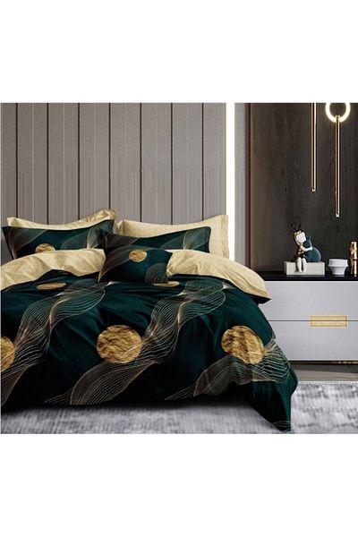 OEM Lenjerie de pat dublu, 6 piese, 2 persoane 180x200 cm, imprimeu modern, multicolor