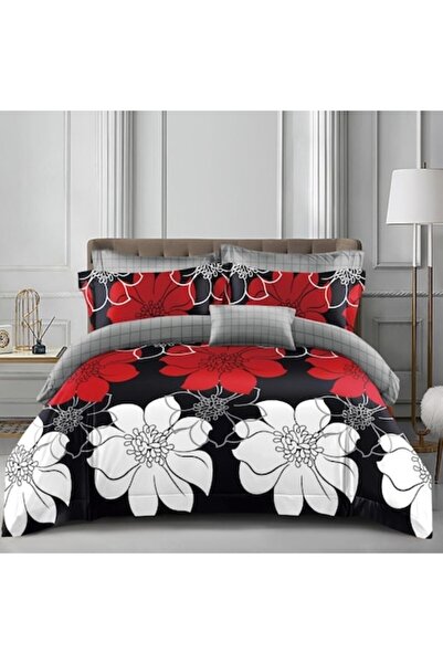 OEM Lenjerie de pat dublă, 2 fețe, 4 piese, 2 persoane, 180x200cm, floral, bu...