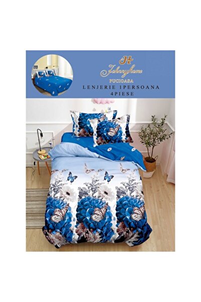 OEM Lenjerie de Pat, Finet Satinat, 1 Persoana, 150x220 cm, 4 Piese, Imprimeu Floral, Multicolor