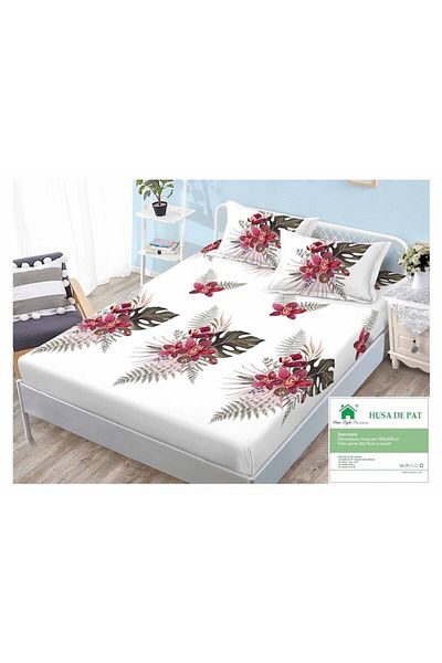 OEM Bed Cover and Pillowcases Set, Finet, 3 Pieces, 2 Persons, Elegant Print, Multicolor