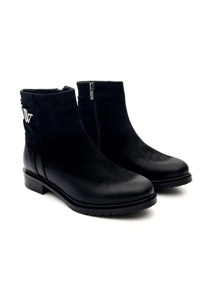 Venüs 20745K Women's Genuine Leather Buckle Short Zipper Boots