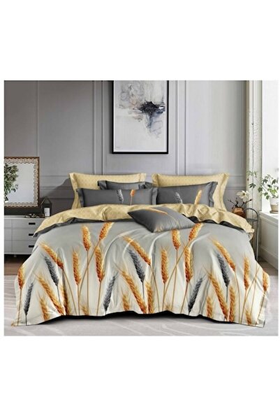 OEM Double Bed Sheet Set, 6 Pieces, Multicolor, Wheat Pattern