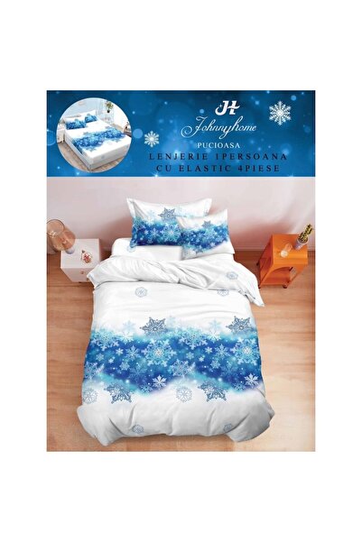 OEM Bed Linen, Finet, Single Size, 4 Pieces, Snowflakes Design, 155x220cm, Multicolor