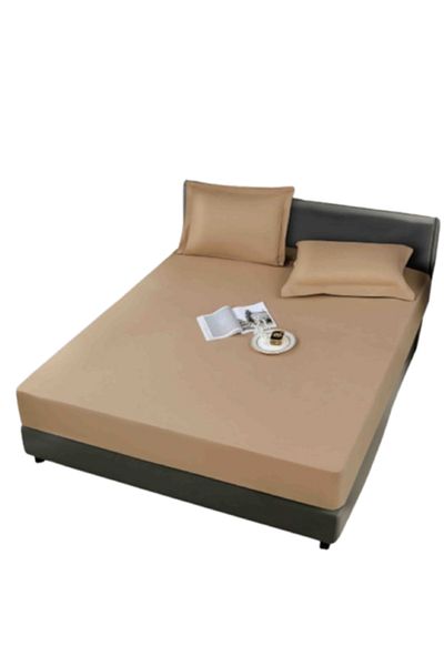 JOJO HOME Waterproof Mattress Cover, Jojo Home, Uni, 3 Pieces, 2 People, Terry Cotton, 180x200cm, Coffee with