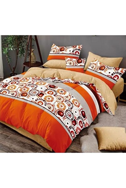 OEM Set lenjerie de pat dublu, 6 piese, 2 persoane, 180x200 cm, imprimeu flor...