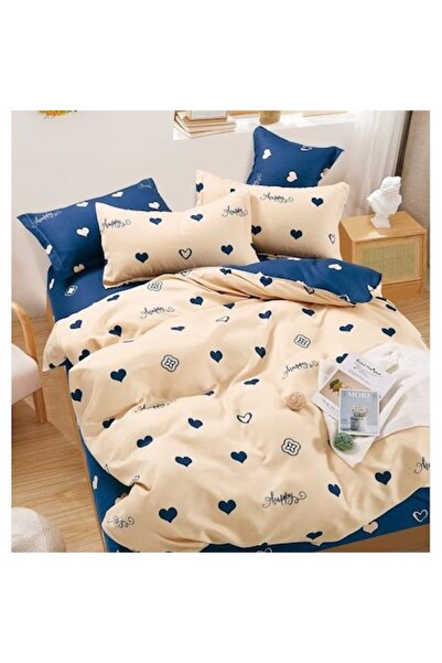 OEM Lenjerie de pat dublu, Talo, Finet, 6 piese, 2 persoane, imprimeu Inimioa...