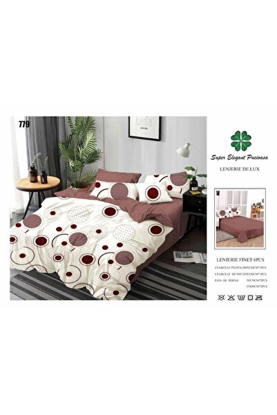 OEM Double Bed Set with Circles Print, 6 Pieces, 245x250cm, Finet, Multicolor