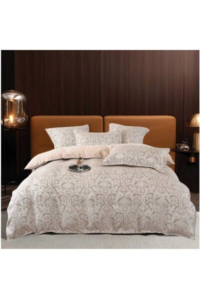 OEM Double Bed Set, 6 Pieces, 2 People, 220x240 cm, Abstract Beige Print