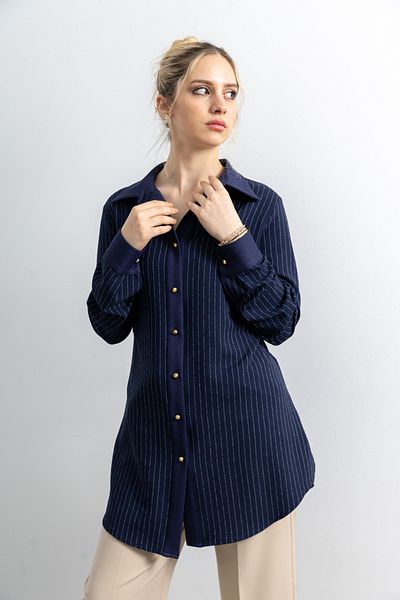 TUĞBA ERGÜL Women's Striped Oversized Tunic