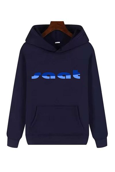 kam's Double Color Logo Zippered Hooded Navy Blue Cardigan