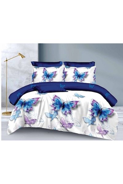 OEM Double Bed Bedding, 6 Pieces, 2 Persons, 180x200 cm, Multicolor Butterfly Print