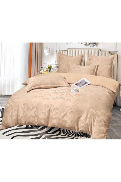 OEM Double Bed Linen Jacquard, 6 Pieces, Elastic, 180x200 cm, Peach
