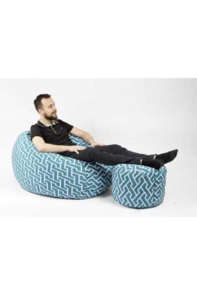 Pufrelax Matusalem Armchair Set with Ottoman (footrest), Textile Material - Zippity Turquoise