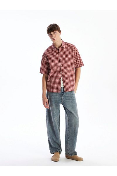LC Waikiki Xside Comfortable Fit Short Sleeve Plaid Men's Shirt