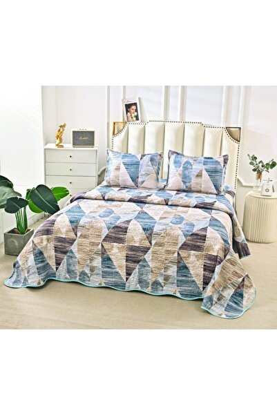 OEM Bedspread, Microfiber, 3 pieces, 2 persons, 220x240cm, Geometric Shapes Print, Multicolor