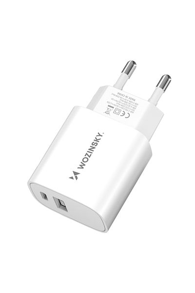 WOZINSKY Încărcător de perete USB-A USB-C 20W 100-240V, alb