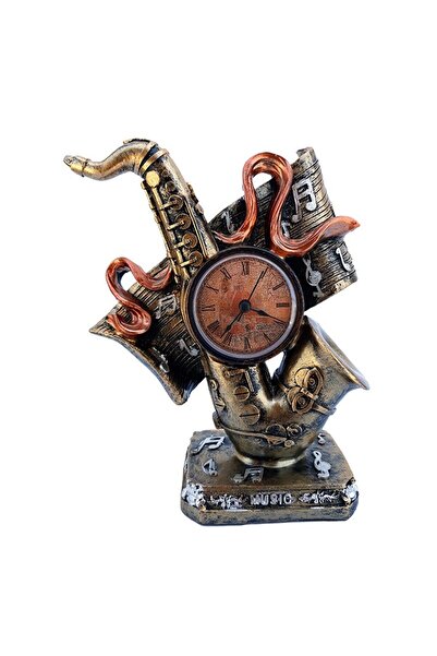 OEM Vintage Resin Saxophone Clock with Musical Notes, 22 cm