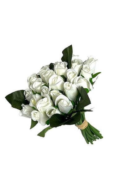 OEM Buchet de trandafiri, textil 24x20 cm, alb