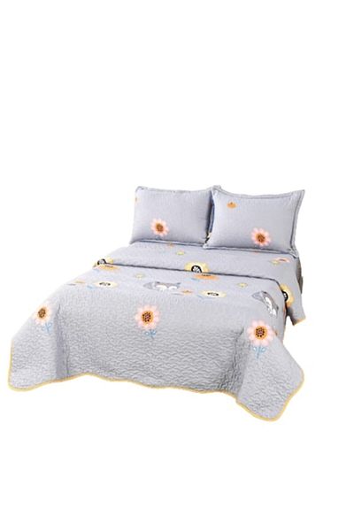 OEM Cuvertură de pat, microfibră, 3 bucăți, 220x240cm, imprimeu pisici multicolor