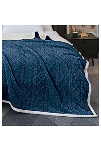 OEM Double Bed Blanket, Tricot Style, Uni, 230x250cm, Navy Blue