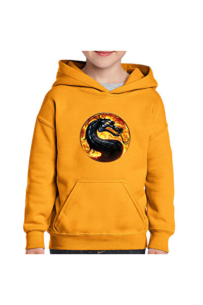 OEM Παιδική μπλούζα φούτερ Mortal Kombat Snake Dragon Video Games Gold